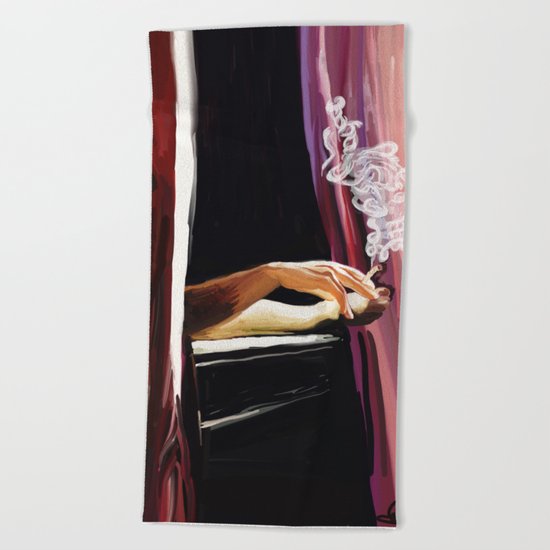 Smoking in the bathtub Beach Towel