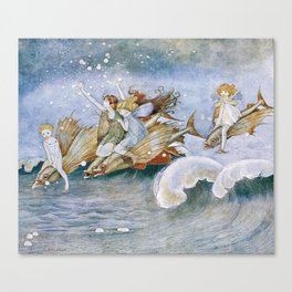 “Flying Fish Riders” by Ida Rentoul Outhwaite (1916) Canvas Print