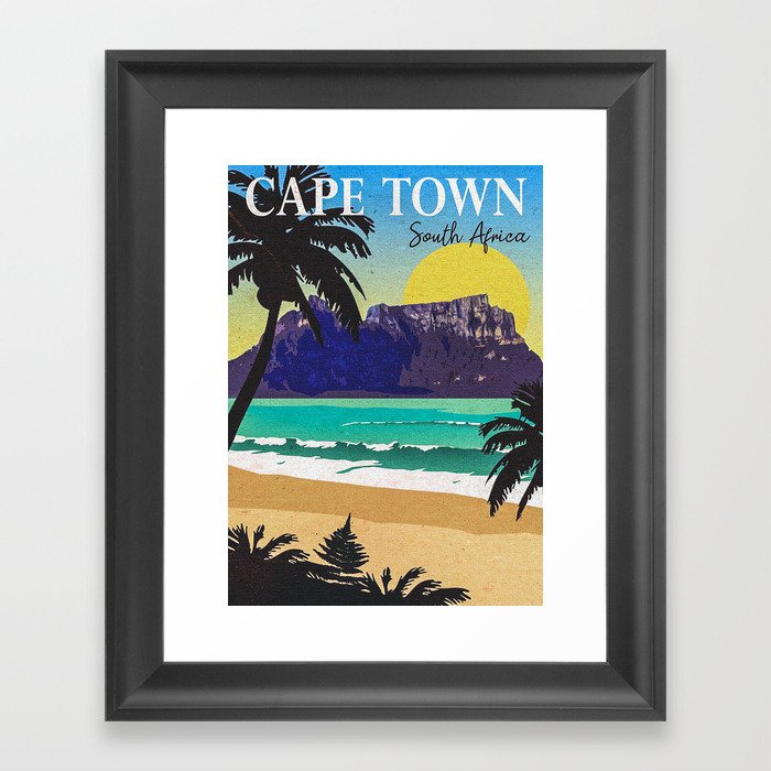Cape Town Vintage Poster Framed Art Print