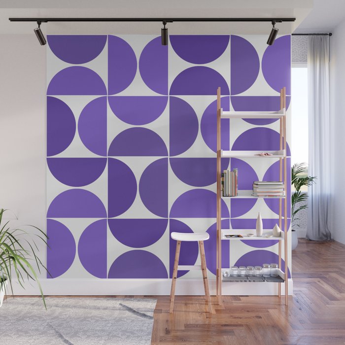 Very peri mid century modern geometric shapes Wall Mural by ARTStudio88design Society6