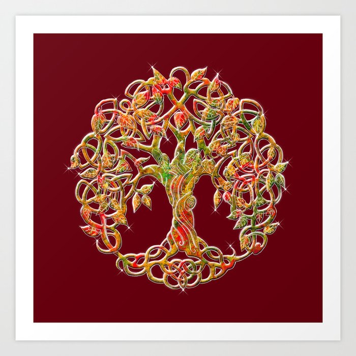 Tree of Life Maroon Art Print