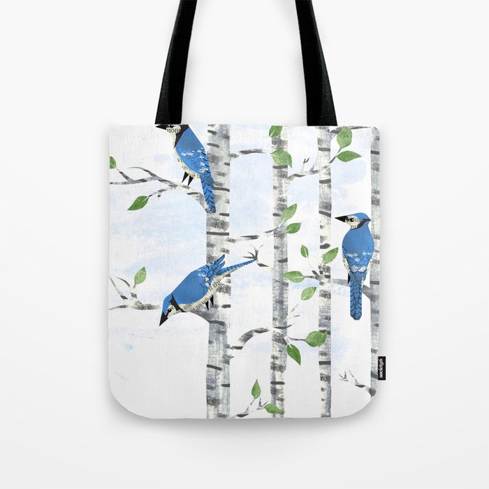 Fox and Blue Jay Birds Tote Bag