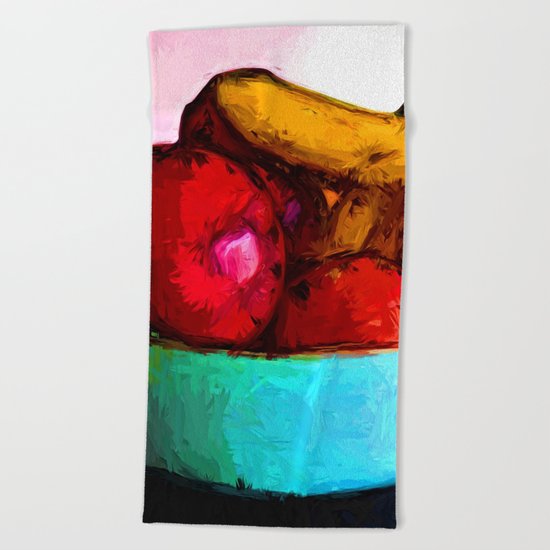 Yellow Bananas and Red Apples Beach Towel