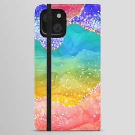 Vibrant Rainbow Glitter Agate Texture 03 iPhone Wallet Case