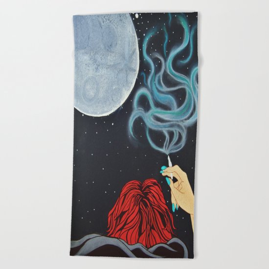 Midnight Toker (#2), Smoking Lady Series Beach Towel