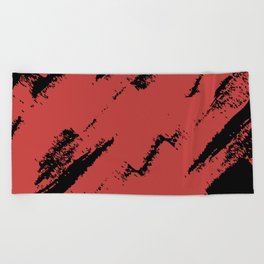 Abstract Charcoal Art Black Red Beach Towel