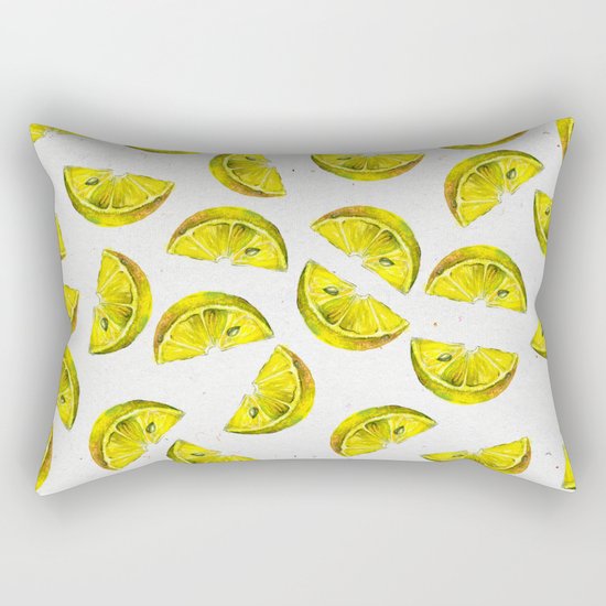 Lemon Slices Pattern White Rectangular Pillow
