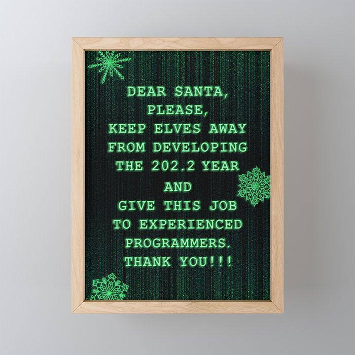 Funny Neon Green Programmer Christmas 2021 Framed Mini Art Print