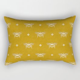 Bee Stamped Motif on Mustard Gold Rectangular Pillow
