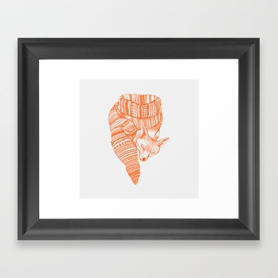 FOX IN THE SNOW Framed Art Print
