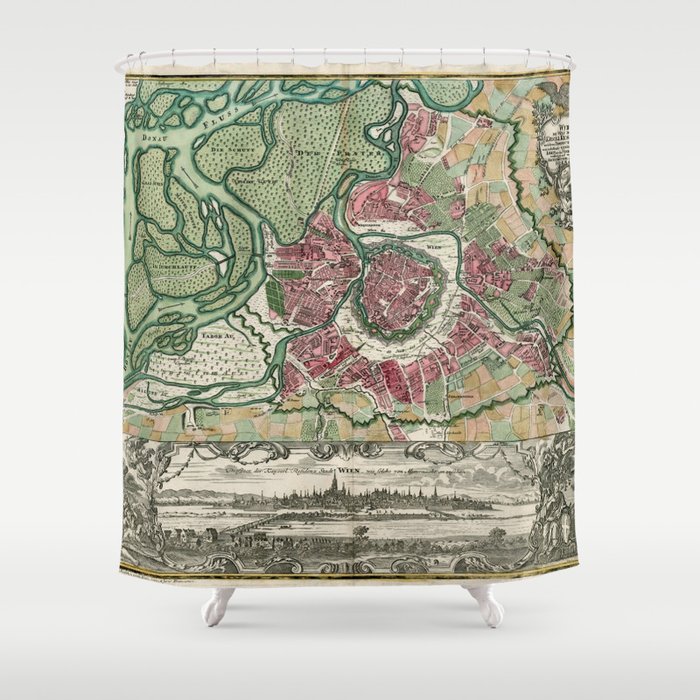 Vintage Map of Vienna Austria (1730) Shower Curtain