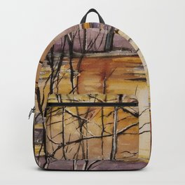 Sunset at the Marshland Watercolour Painting  Backpack