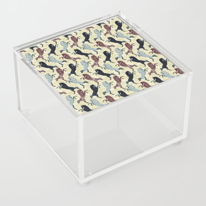 seamless pattern jumping horses in a row, digital painting Acrylic Box