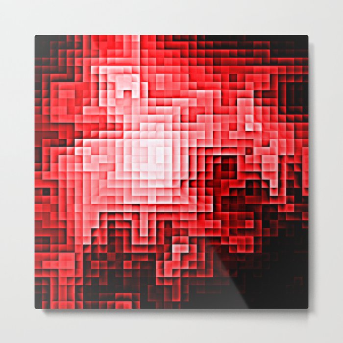 Red Nebula Pixels Metal Print