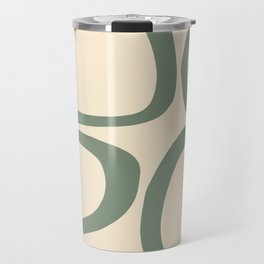 Mid Century Modern Funky Ovals Pattern Green and Cream Travel Mug
