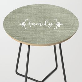 Family on Green Burlap Side Table