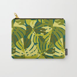 Monstera Leaves in Green Carry-All Pouch