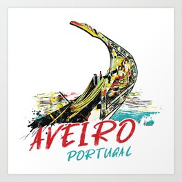 Iconic Moliceiros boat of Aveiro lagoon, Portugal Art Print