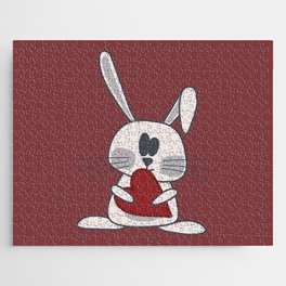 Cute bunny holding red heart Jigsaw Puzzle