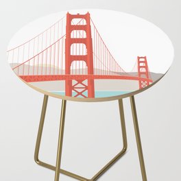 San Francisco Bridge Art - Red, Blue, Beige Hues Side Table