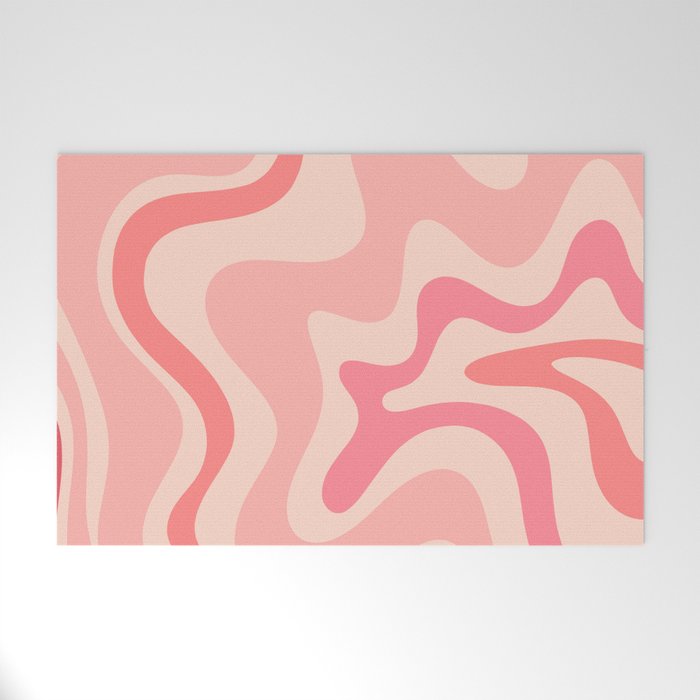 Retro Liquid Swirl Abstract in Soft Pink Welcome Mat