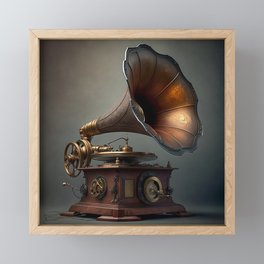  Steampunk Victorian Gramophone Framed Mini Art Print