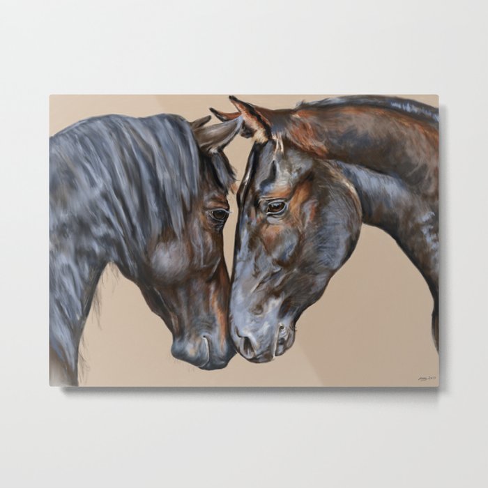 Horses Greeting Metal Print