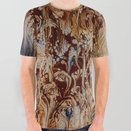 Fantasy Garden in Brown and Blue All Over Graphic Tee