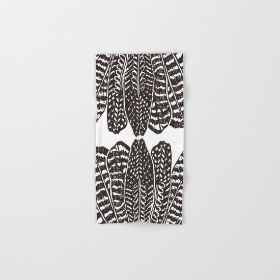 TRIBAL FEATHERS - BLACK Hand & Bath Towel