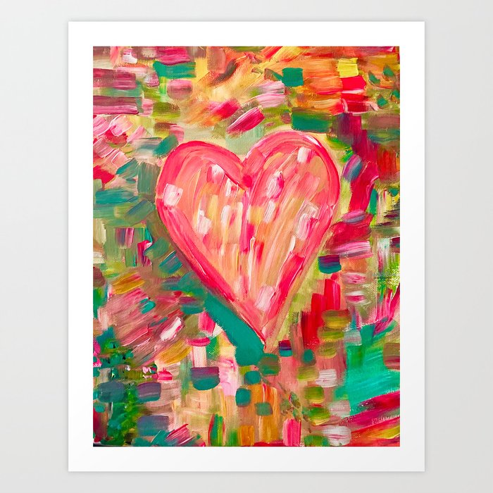 Heart & Love Painting. Comforting & Vibrant Art on Canvas. Art Print by  CreativeKate (Pink_Tea_Roses_Art on Inst