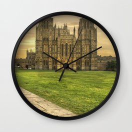 Wells Cathedral at Sundown  Wall Clock