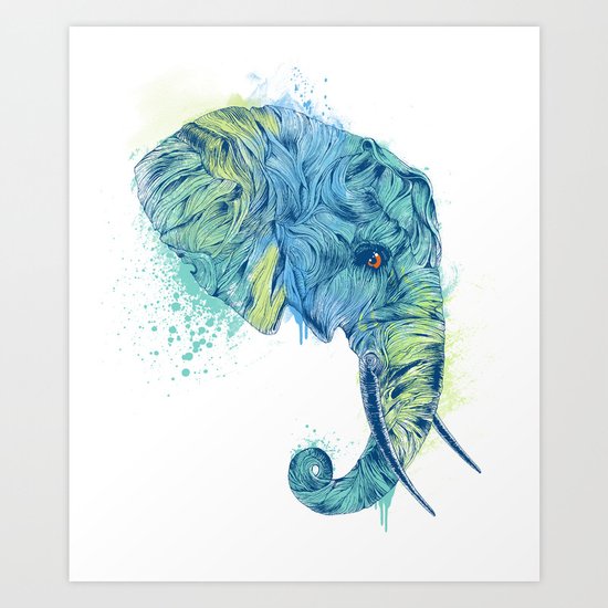 Elephant Head II Art Print