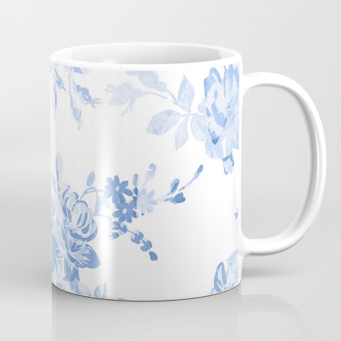 Modern navy blue white watercolor elegant floral Coffee Mug
