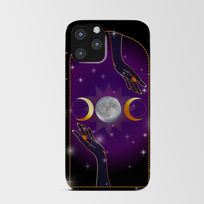 Mystic Hands of triple moon Goddess blessing a magic ritual	 iPhone Card Case