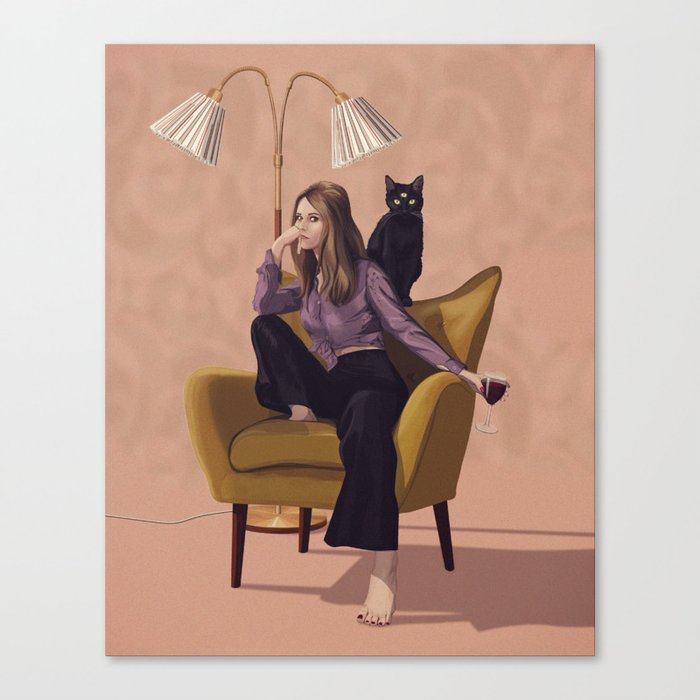 Woman With Wine Canvas Print