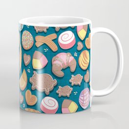 Mexican Sweet Bakery Frenzy // turquoise background // pastel colors pan dulce Coffee Mug