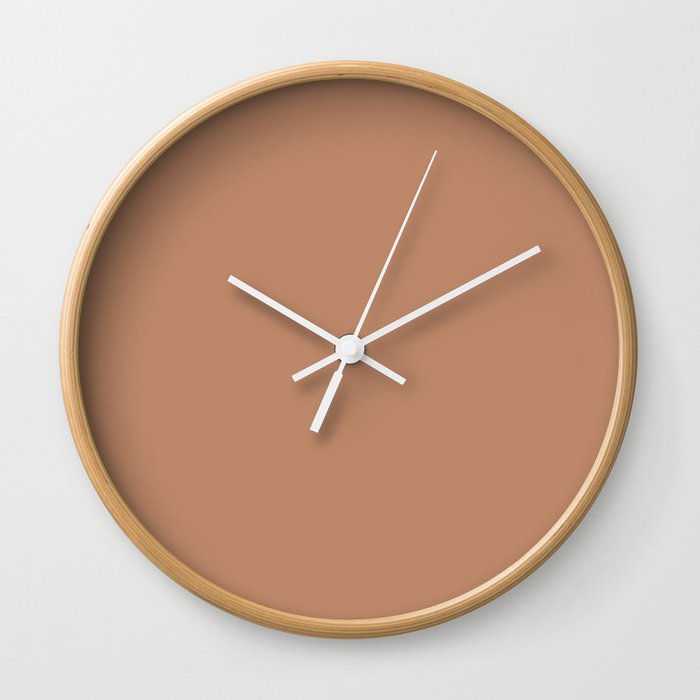 Mid-tone Warm Brown Orange Solid Color Pairs PPG Honey Graham PPG1069-5 - All One Single Shade Hue Wall Clock