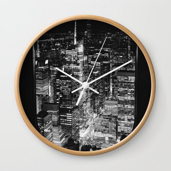 Window Above New York City | Black and White Wall Clock