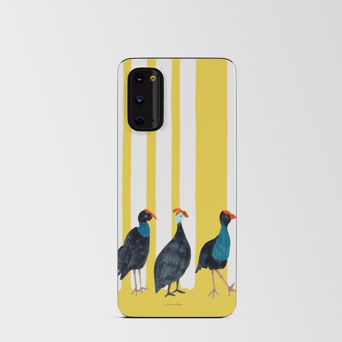 Three Birds Walking - Blue and Yellow Android Card Case