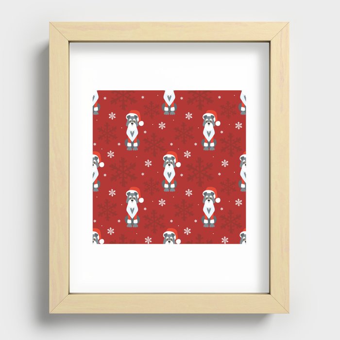 Colorful Seamless Pattern with Cute Dog in Christmas Costume 04 Recessed Framed Print
