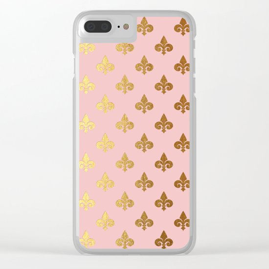 Royal gold ornaments on pink backround Clear iPhone Case