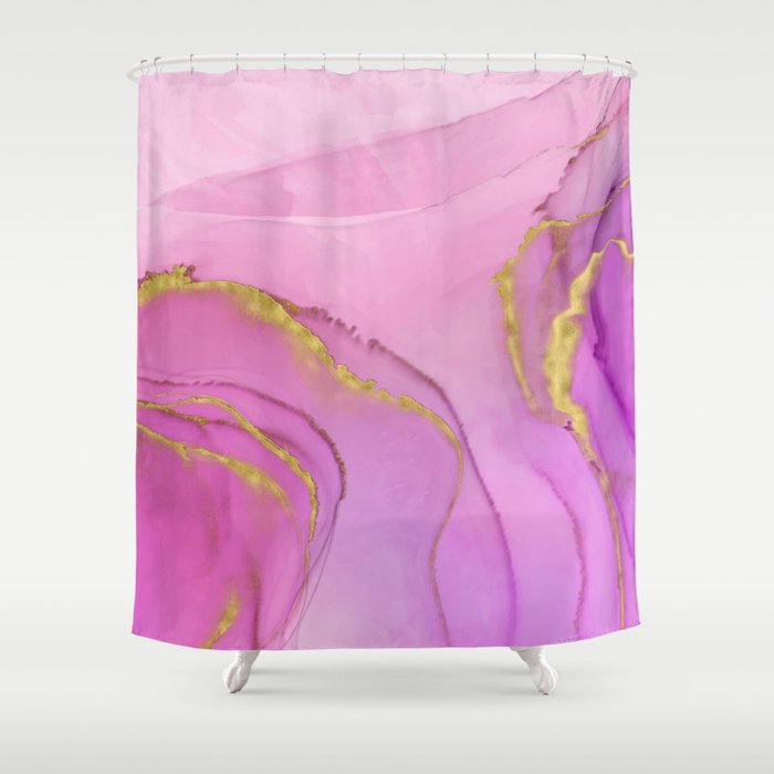 Abstract alcohol ink painting - Selina Shower Curtain