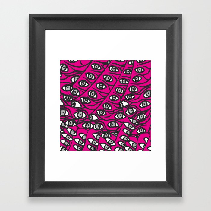 Freddie Eyeballs Fuschia Hot Pink Red Framed Art Print
