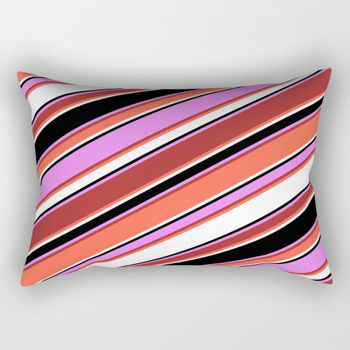 Eye-catching Violet, Brown, Red, White & Black Colored Striped/Lined Pattern Rectangular Pillow