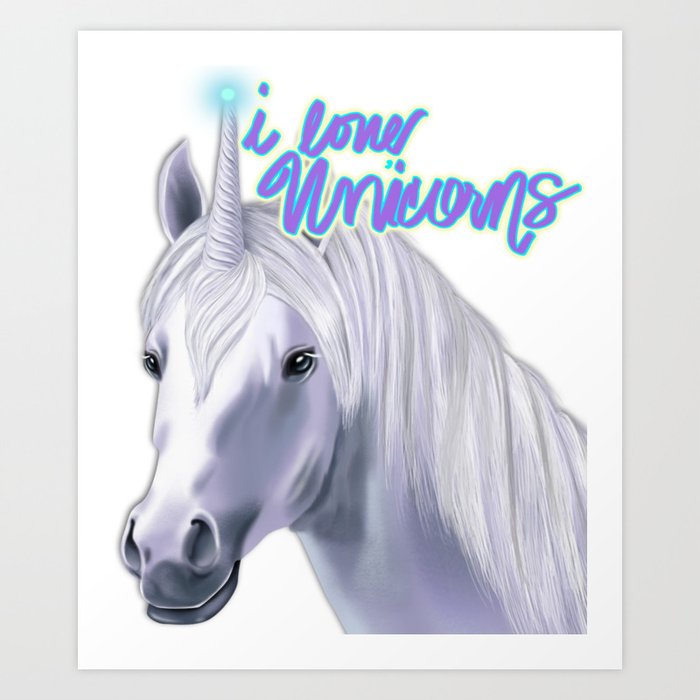 I Love Galaxy Unicorns 2 Gift Design Art Print By Premierphoto