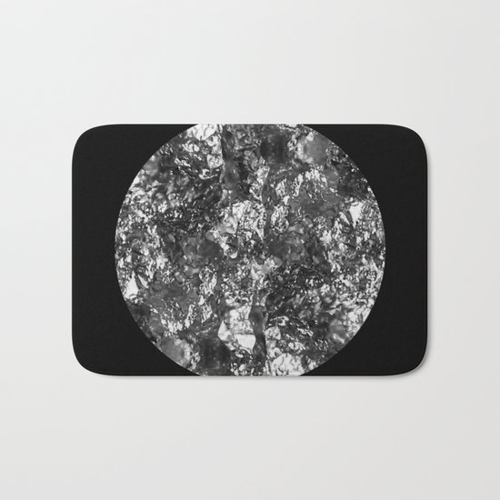 Silver Moon - Abstract, textured silver foil lunar design Bath Mat