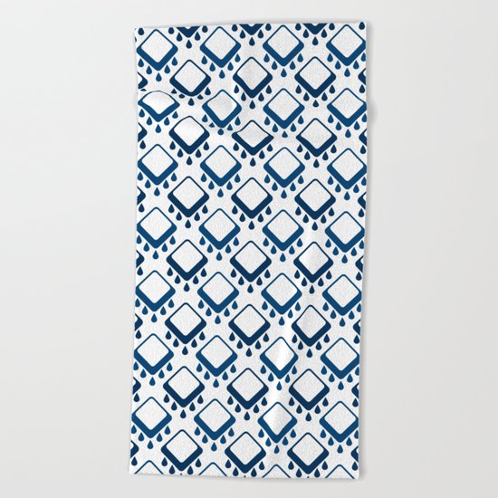 Abstract colorful geometric pattern .Blue and white . Beach Towel