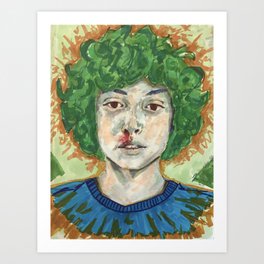 Finn Wolfhard Green Art Print | Pastel, Finnwolfhard, Ink Pen, Colored Pencil, Drawing 