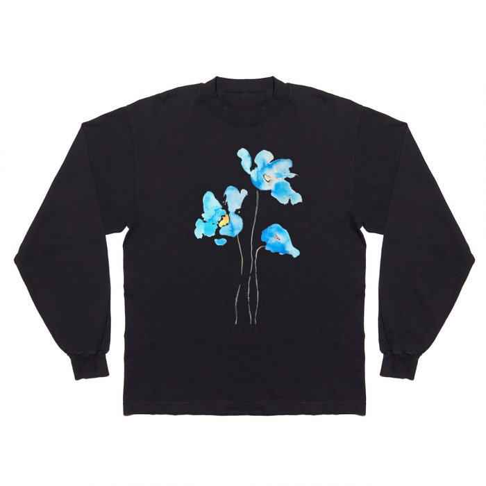 abstract Himalayan poppy flower watercolor Long Sleeve T Shirt