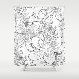 Seamless pattern coloring flower of the Saxifrage urbrosa vintage illustration Shower Curtain